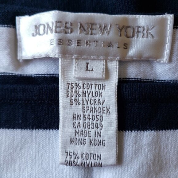 Jones New York - Blue and White Striped Top - Size L - Picture 2 of 5